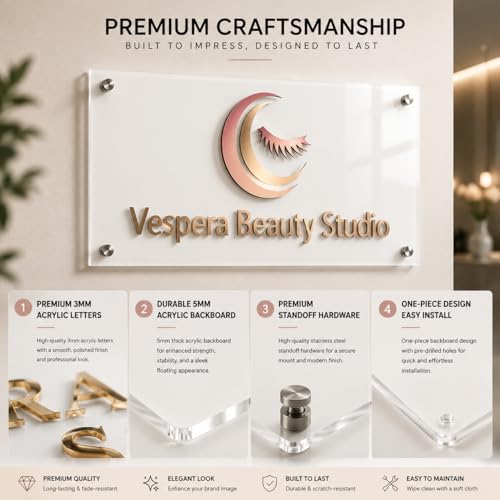 Image of Custom Acrylic Business Logo Sign, Personalized 3D Wall Logo for Storefront Reception Office Decor, Professional Brand Signage for Salon Boutique Studio Cafe Restaurant
