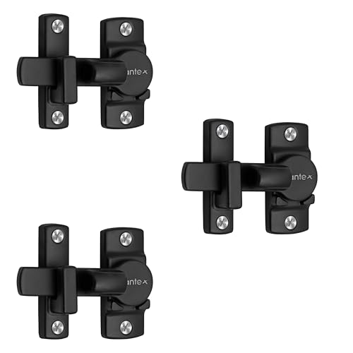 Image of Plantex Door Latch /Door Lock Latch for Bathroom /Bedroom /Balcony /Flip Latch Lock for Door /Chitkani /Baby Latch for Bathroom /Door Stopper - Pack of 3 (Black)