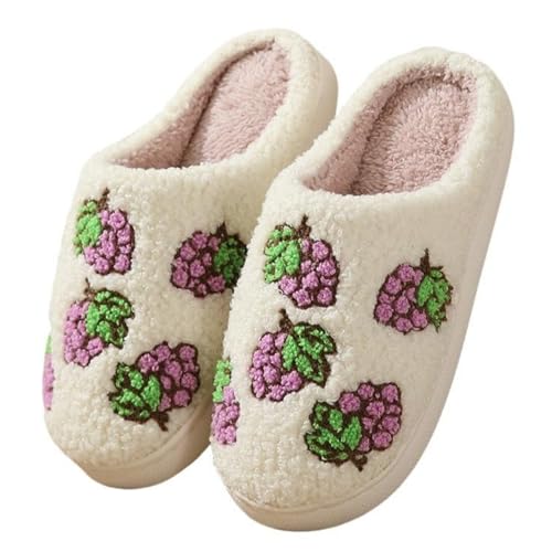 Image of FAYUEKEY House Slippers for Women Fuzzy Mens Fruit Series Strawberry Memory Foam slippers Bedroom Shoes