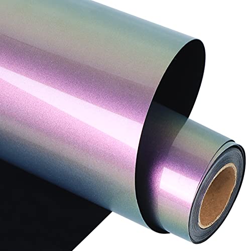 Image of Guangyintong Chameleon HTV Rolls, 12 inch x 8ft Purple to Green Iron on Vinyl for T-Shirts, Changing Color Heat Transfer Vinyl for All Cutter Machines, Easy to Cut & Weed for DIY Design