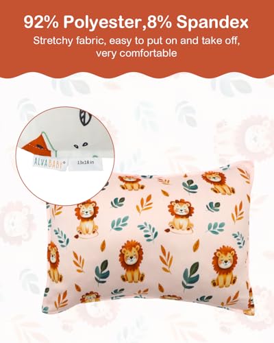 Image of ALVABABY Toddler Pillowcases Stretchy Soft Fit 13 inchx 18 inch or 12 inchx16 inch Kids Pillow Cover Envelope 2 Pack for Girl Boy Travel