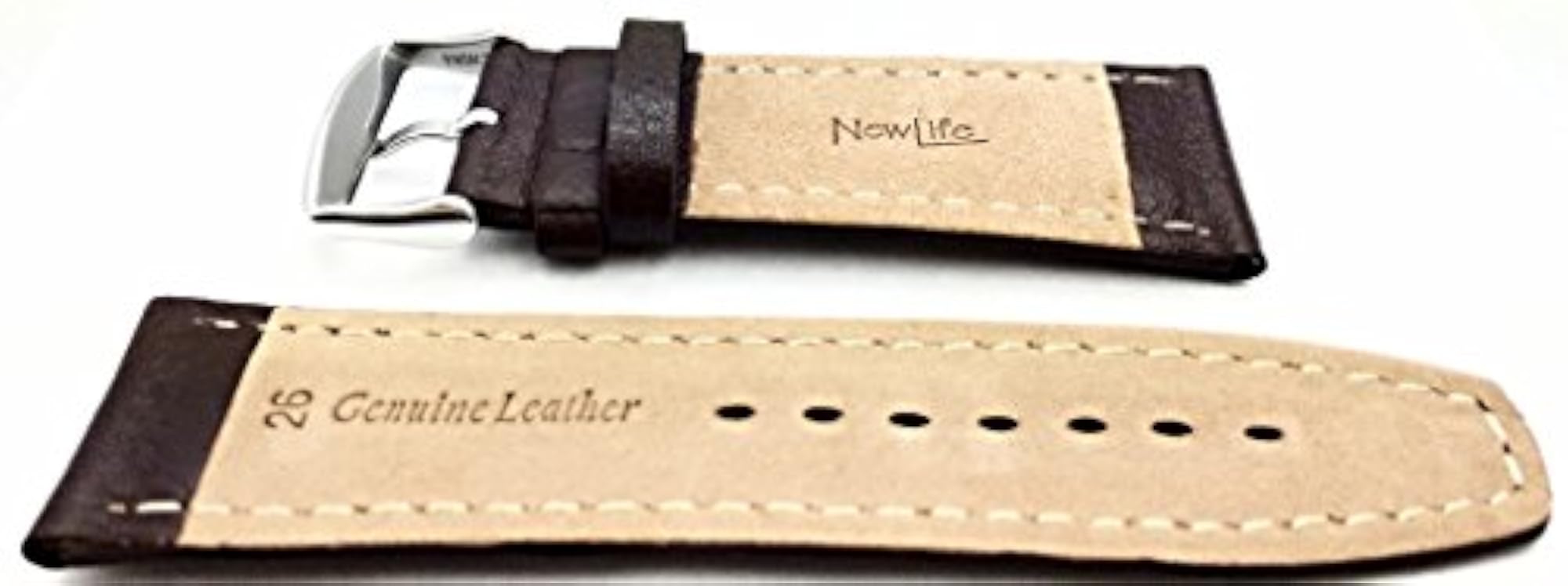Genuine Leather Watchband Replacement, Dark Brown Matte