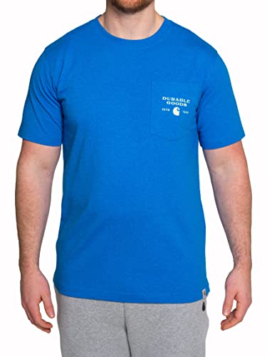 Carhartt Men's Relaxed Fit Heavyweight Short-Sleeve Pocket Logo Graphic T-Shirt, Marine Blue Heather, Large - image 1