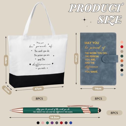 Image of Paterr Thank You Appreciation Gifts Leather Notebooks Canvas Tote Bags Ballpoint Pens for Employee(Rich Colors, 8 Sets)