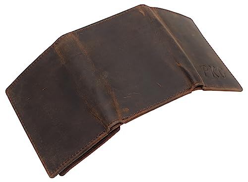Personalized Name Initials Wallets RFID Blocking Mens Classic Trifold Vintage Leather Credit Card ID Wallet (Brown)3
