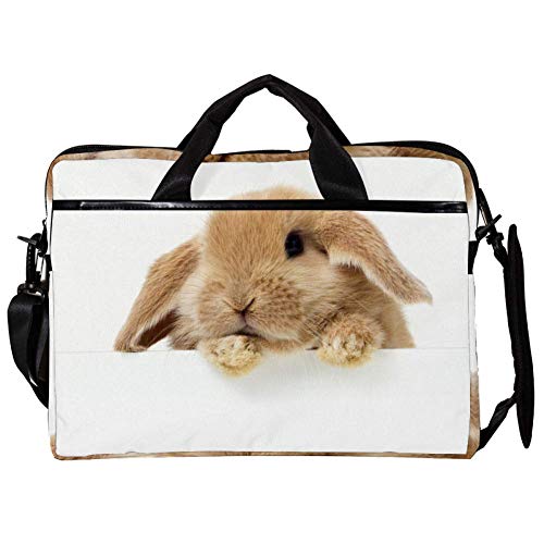 Bolso bandolera para portátil de 14 a 15,4 pulgadas con alegre diseño de conejo amarillo