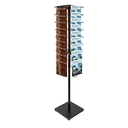 REHOUPTU Rotating Brochure Display Stand, 36 Pockets Rotating Display Rack for Magazine Literature Greeting Cards Comic Books for Offices Organizer, Trade Show Exhibitions or Retail Stores