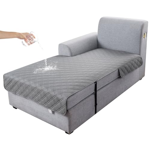Image of Genina L Shape Couch Cover, Sectional Couch Chaise Covers, Waterproof Washable Sofa Covers for Left L Shape Chaise Lounge, Anti-Slip Sofa Slipcovers for Dogs Cats Pet Friendly(Light Grey)