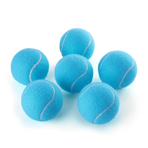 PHOEPET 6-Pack Tennis Balls for Beginner Training Practice- Bulk Dog Balls for Fetch Chew Toys(Blue)