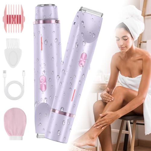 Sanuvia Depiladora Intima 2 En 1, Recargable Con Doble Cabezal, Uso Seco Y HúMedo, Ideal Para Piernas, Axilas Y Zona íNtima (Morado)
