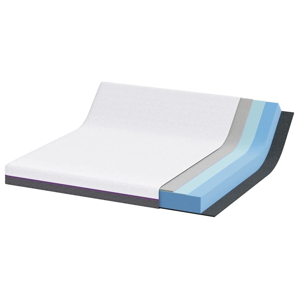Materac z pianki memory, średni, 200 x 200 cm, biało-szary, 16 cm, z oddychającym obiciem i antypoślizgowym podłożem, do sypialni, dla gości, łóżko kontynentalne
