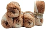 5 x 100 g Strickwolle Angora gold mehrfarbig mit Farbverlauf, 500 Gramm Strickgarn mit...