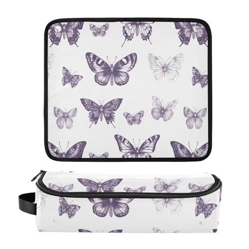 Organizador de herramientas para cabello y tapete resistente al calor Purple Chic Lavender 2 en 1 con cierre para planchas grandes de pelo para viaje miniatura 3