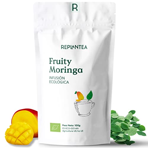 TE DE MORINGA Y ALBARICOQUE 100% Orgánico (50 Tazas) | MORINGA INFUSION con Estevia Natural, Albaricoque, Hoja de Mora y Mango REPLANTEA®