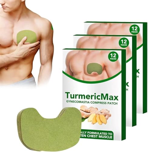Turmericmax Lot de 3 patchs de compression de gynécomastie pour homme - Extrait de curcuma