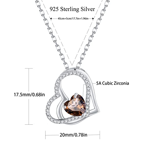 Misumor 925 Sterling Silver Necklaces For Women Silver Gold Rosegold Heart Pendant With Birthstone Jewelry Gifts For Girlfriend Mom Wife On Birthday Anniversary Valentines Day (Sliver-06-June) #TOP3