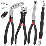 SecureElastic Electrical Disconnect Pliers, Electrical Connector Separator,Hose Clamp Pliers, 8in Automotive Tools, Automotive Tools for Push Tab Style Plugs-black