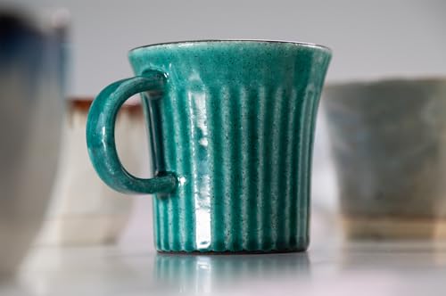 Set de 2 tazas de cerámica Asayu Japan Kairagi teal y blanco miniatura 4