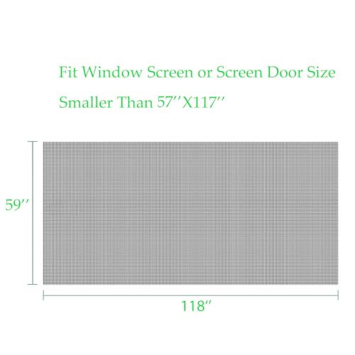 FLYZZZ Window Screen Mesh 59x118‘’ Grey DIY Screen Door Mesh for Window Patio Porch Replancement Screen