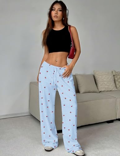 Image of Ekouaer Women Pajama Pants Comfy Pj Bottom with Pockets Stretch Plaid Sleepwear