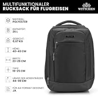 WITTCHEN Core | Kabinenrucksack | Laptop-Rucksack | Handgepäck | Stadtrucksack | Arbeitsrucksack | verstellbare Schultergurte | Hüftgurt | Polyester | 43 × 23/28 × 25 cm | Farbe: Dunkelgrau – Ansicht 6