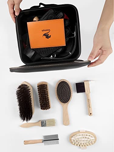 Ueemph Horse Grooming Kit ,10-Piece, Black Storage Bag,Horse Brushes Set,Horse Sweat Scraper ,Mane Comb,Horse Grooming Gloves,100% Horsehair Brush,Horse Gifts For Girls #TOP6