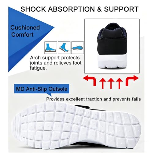 Image of LEADER SHOW Men's Casual Comfort Walking Shoes Ultralight Flats Non-Slip Hook & Loop Fashion Sneakers