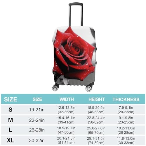 Black And White Red Rose Luggage Cover, Washable Elastic Suitcase Cover Protector Fit 18-32 Inch Luggage2