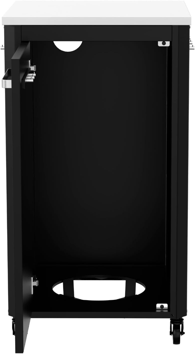 Cozze® | Cuisine extérieure 60 H110 cm | Plan de Travail en INOX | Design modulaire | 1 Porte avec Support gaz | 6 Crochets | roulettes Ø75 mm | Structure en Acier Noir