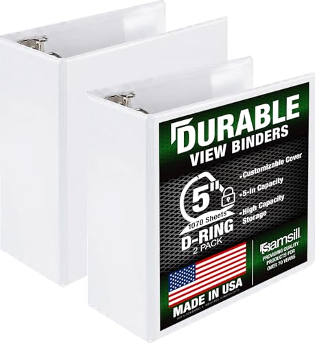 Samsill Durable 5 Inch 3 Ring Binder, D Ring Binder,...