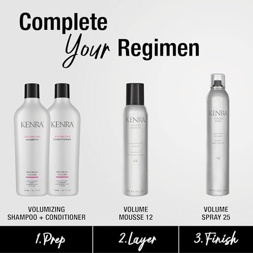 Image of Kenra Professional Volume Mousse 12 | Firm Hold Mousse | Alcohol Free | Non-drying, Non-flaking Lightweight Formula | Tames Frizz & Conditions | Thermal Protection up to 45F | All Hair Types