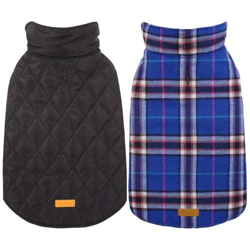 Kuoser Waterproof Dog Coat, Reversible Dog Jacket for Small Dogs, Adjustable Durable Doggie Winter...