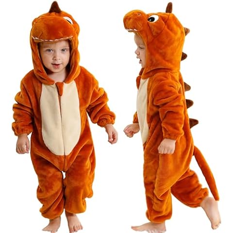 COOKY.D Baby Flannel Dinosaur Hooded Romper Cover
