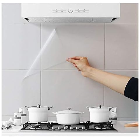 4Pcs Oil Proof Wall Stickers Wallpaper Kitchen Backsplash Wall Protector Transparent Waterproof Heat Resistant Self-Adhesive Sticker for Kitchen Dining Room Wood Countertop Cover
