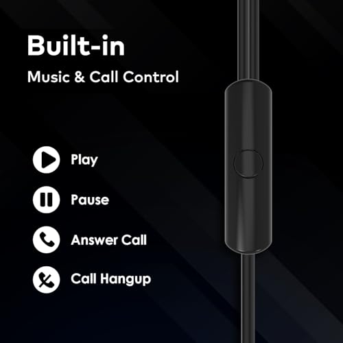 Image of Itel L20 Pro in Ear Wired Headphones | 14Mm Super Bass Driver | Built-in Music & Call Control | in-Line Microphone | 1.2M Cable Length | Black