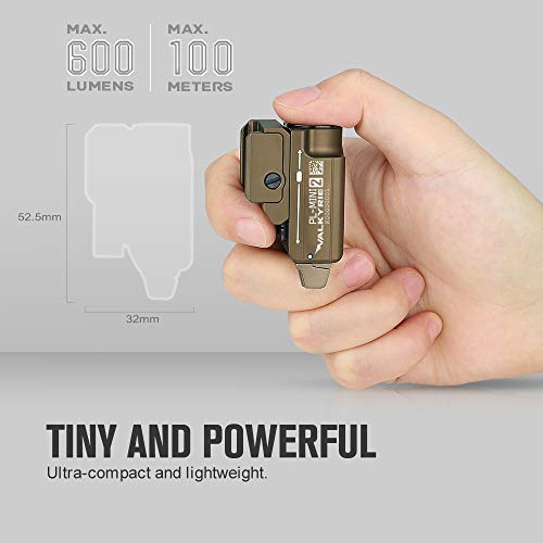 Image of OLIGHT PL-Mini 2 Valkyrie Tactical Lamp Adjustable Charger Magnetic Powerful 600 Lumens for Hunting Search Compatible with Picatiny & GL Black