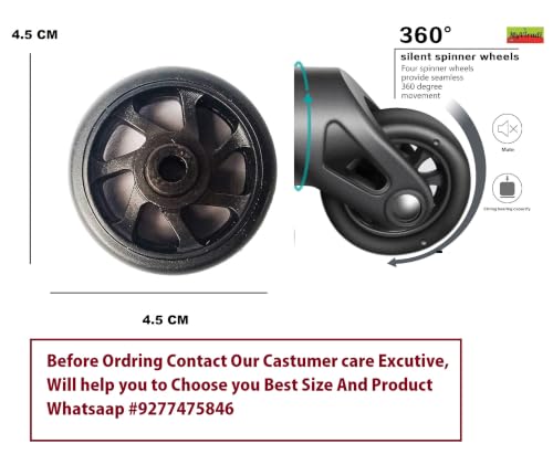 Image of Luggage Wheel,Handle,Lock Only for Replacement and Repair for VIP, Safari, Skybag, Amrican Tourister Suitcases Luggage Part ((4 CM WHEEL) 4 PCS + 1 CUTTER)