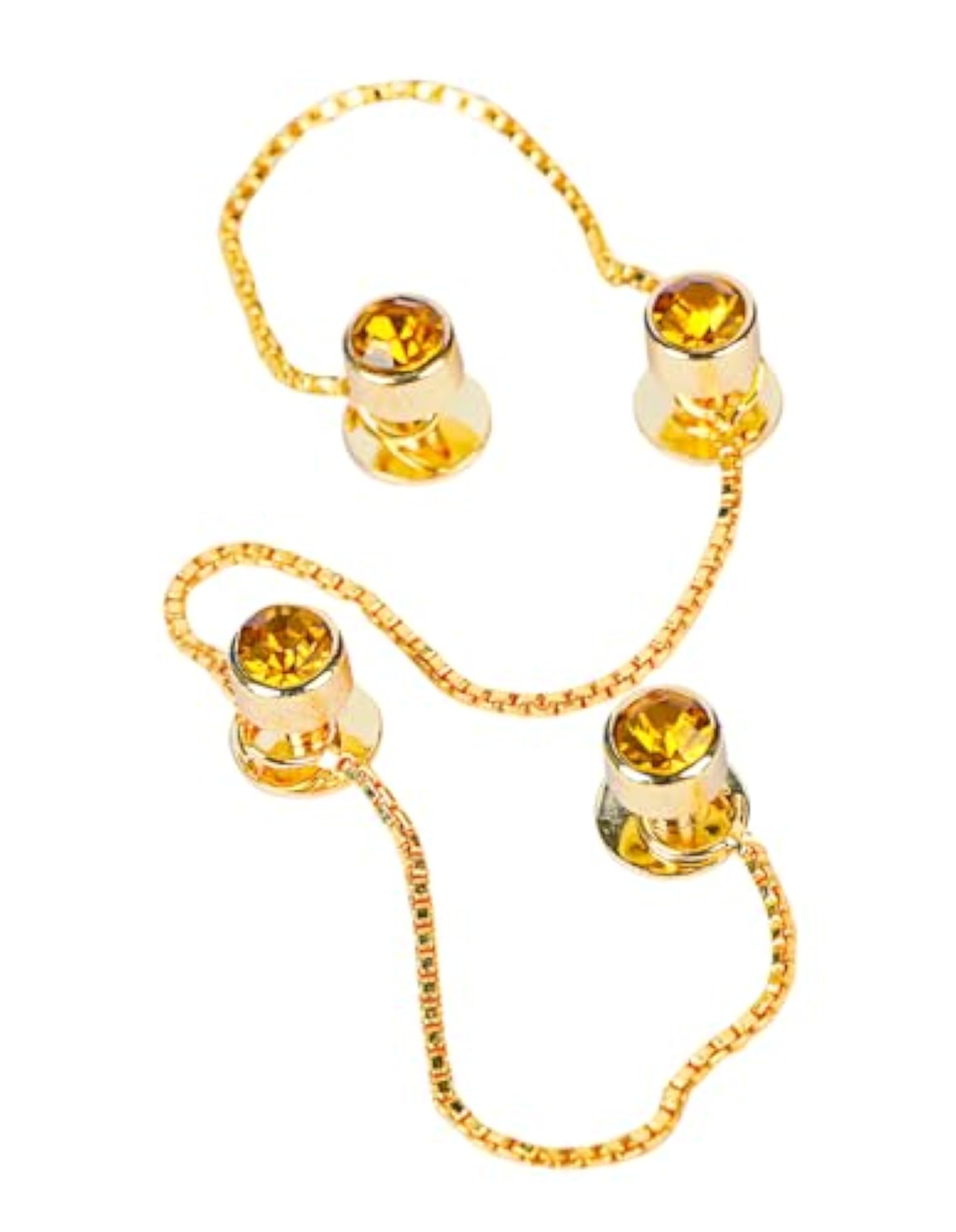 Gold Plated Yellow Topaz Gemstone Kurta Buttons for Men