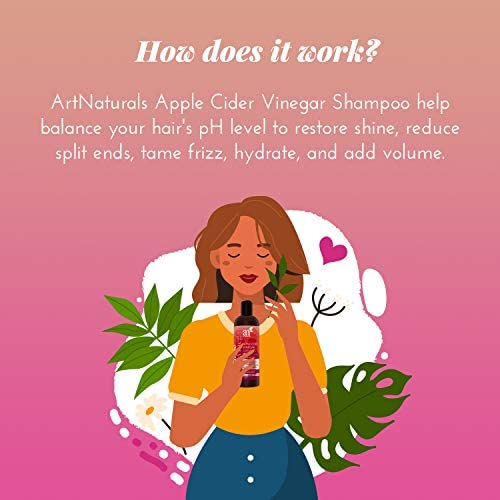 Artnaturals Apple Cider Vinegar Shampoo – (12 Fl Oz / 355Ml) – For All Hair Types - Plant Base Blend - Coconut Oil And Vitamin E For Split Ends, Shine, Stronger And Smoother #TOP3