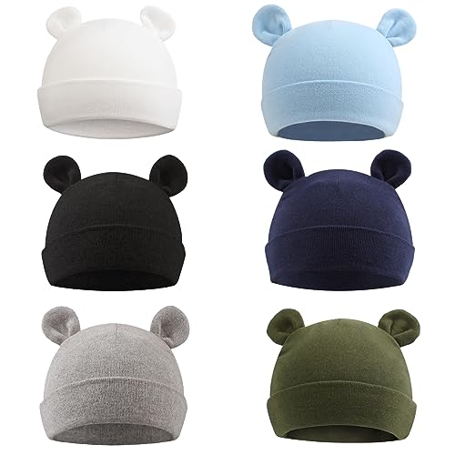 Image of PESAAT Newborn Hospital Hat 0-12Months Preemie Boys Girls Beanie Solid Infant Baby Hats Autumn Winter