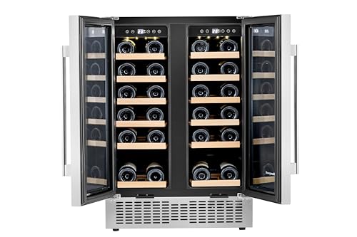 Honeywell 36 Bottle Dual Zone Compressor Wine Cooler Refrigerator, Large Freestanding Wine Cellar For Red, White, Champagne or Sparkling Wine, Digital Temperature Control, Stainless Steel on Fridge.com
