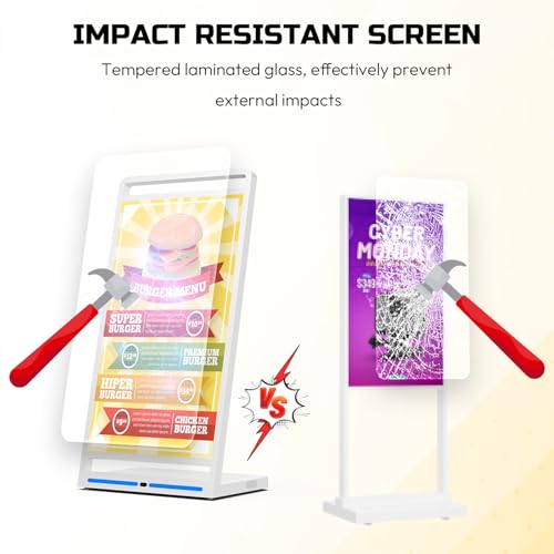 Image of 43 Inch Portable FHD Digital Signage Displays, Impact-Resistant Screen Foldable Digital Display Kiosk, Smart LCD Split Screen, Free CMS, Movable Advertising Poster with Advanced Android 14 OS