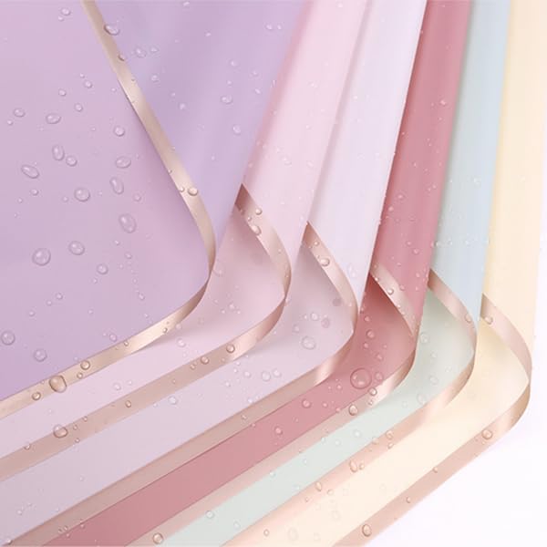 Carta Da Regalo Floreale 20 Fogli - Impermeabile, 58x58cm, Con Nastro | Per Bouquet E Confezioni - Foto 2