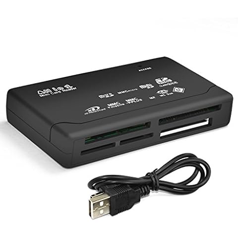 Multi Card Memory Reader Writer - All in 1 for SD SDHC Mini Micro M2 MMC XD CF - USB 2.0 Digital Camera High Speed Data Transfer - PC and Mac Compatible Cover