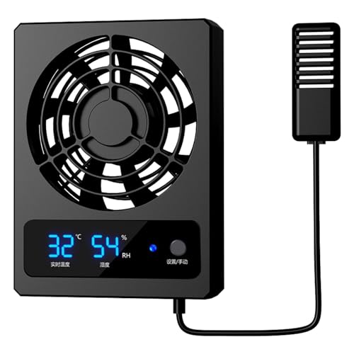Bexdug Reptilien-Ventilator | Smart Reptile Temperatur- und Luftfeuchtigkeitsmesser mit LED-Anzeige - Effizienter Kühlventilator, langlebiger Ventilator für Schlangen,...