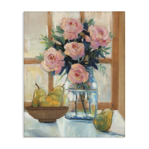 Stupell Industries Pink Roses Fruit Kitchen, 16 x 20 Inch Canvas Wall Art