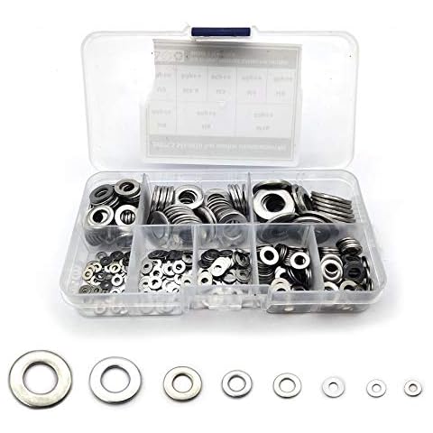 Flat Washer, Assorted Metal Washers, Washers Stainless Steel, Round Seal Washer Spacer, Sealing Gasket Washers Kit for Home, Automotive, Shop, Factories Repair - M2 M2.5 M3 M4 M5 M6 M8 M10/360 Pcs Cover