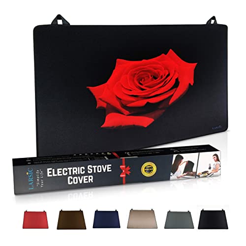 Preisvergleich Produktbild Larsic Faltbar Herdabdeckplatte Spritzschutz Küche 61x53 cm Herdabdeckplatte Glas Abdeckplatte,Abdeckung Induktionskochfeld,Fur Herdabdeckung Ceranfeld,Hängt An Der Wand Spritzschutz Herd(Rose)