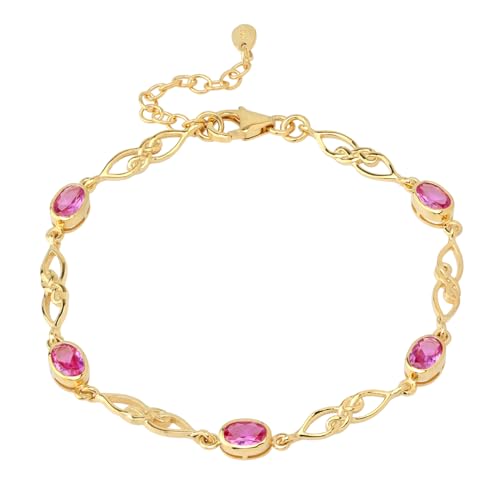 Image of Silvershake Birthstone Gemstones White Gold Plated or Yellow Gold Plated 925 Sterling Silver Scroll /Filigree Celtic Knot Weave 7.25 to 8.75 Inch with Adjustable Extension Bracelet Jewelry for Women