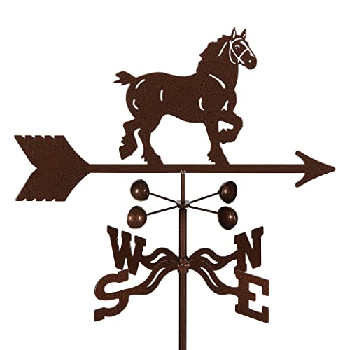 EZ Vane Steel Draft Horse Weathervane 21” Height, Includes Metal Roof Mount, Wind Cups & Brackets | Hand-Crafted and Family-Owned, Made in The USA with Triple Powder Coating, Limited